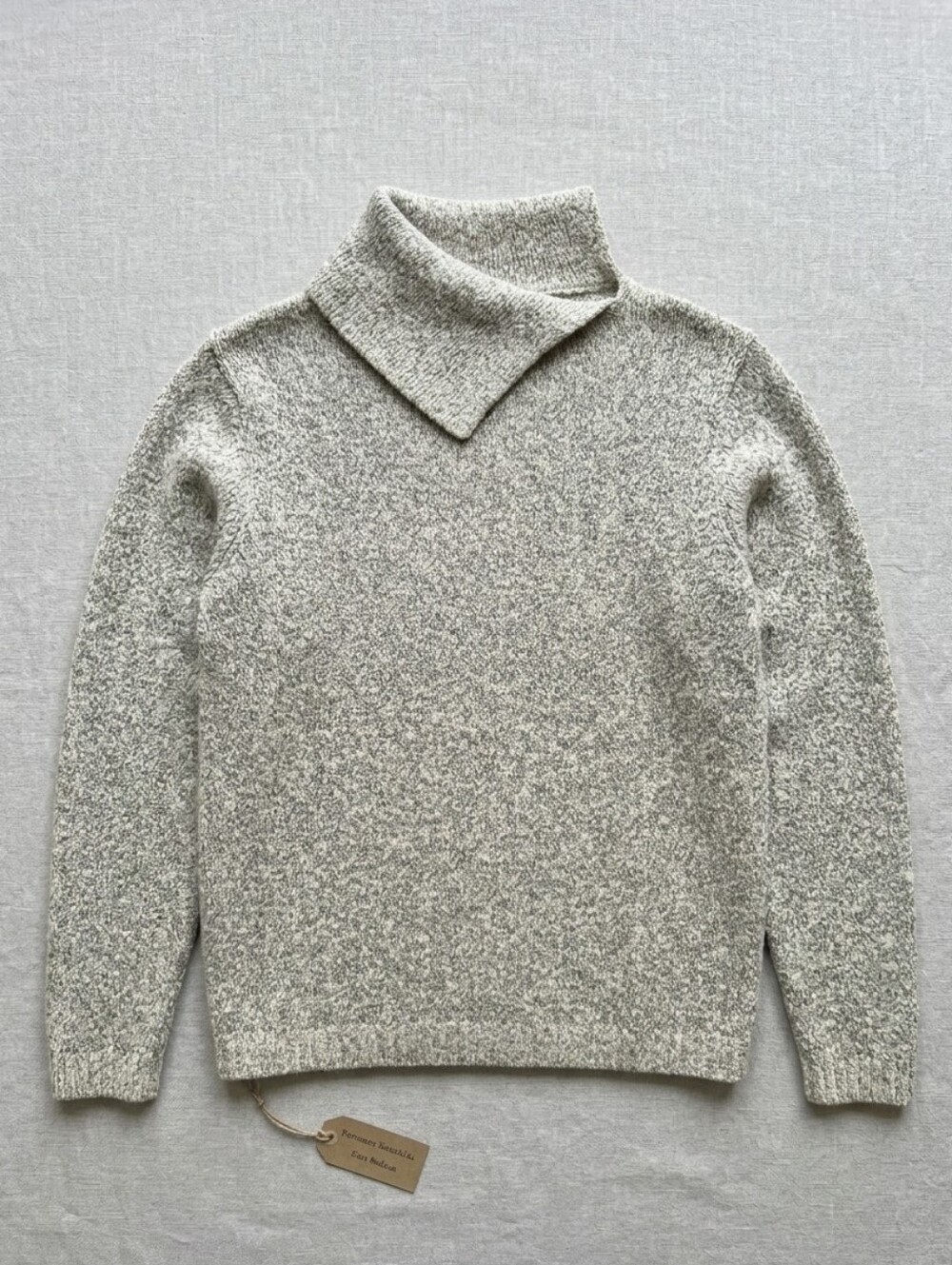Penmans Medium 10/12 Grey Marl Asymmetrical Mock Neck Knit Sweater Vintage Retro